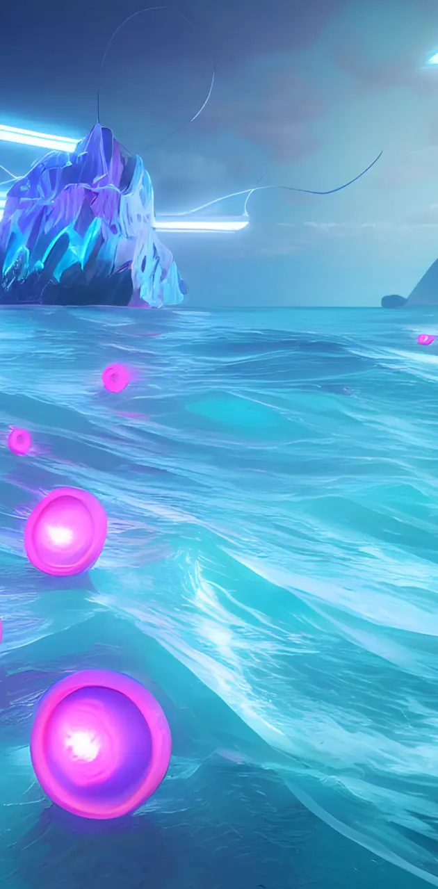 Neon ocean waves 3D