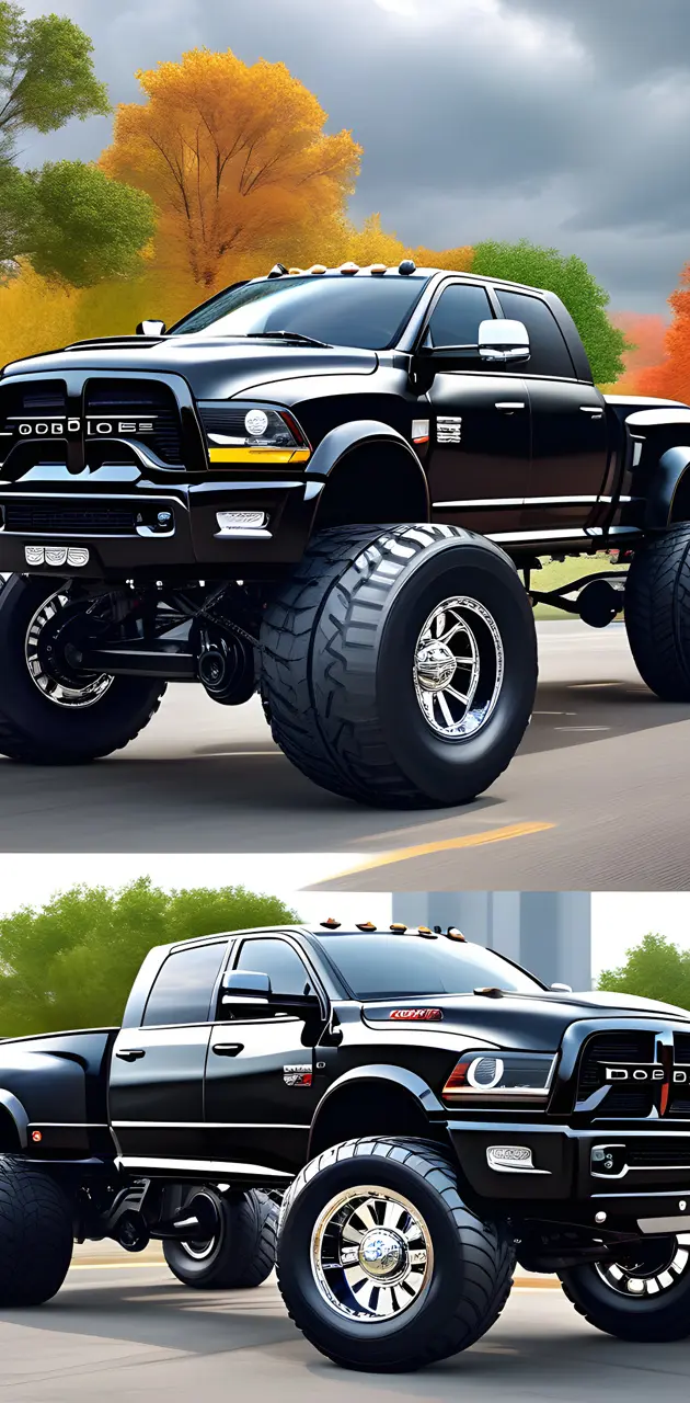 a black truck with large tires