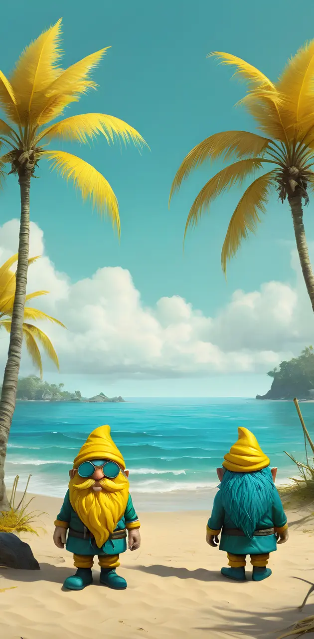 two knomes on a beach