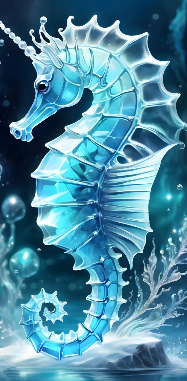 a glass seahorse in the sea