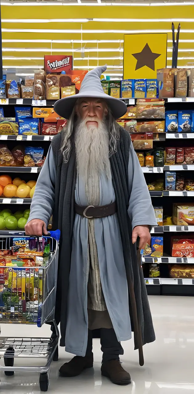 Gandalf shopping at Walmart
