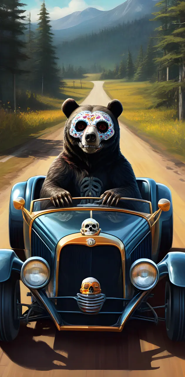 a panda sitting on a car