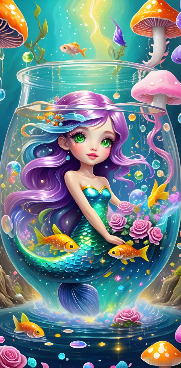 young mermaid in pool