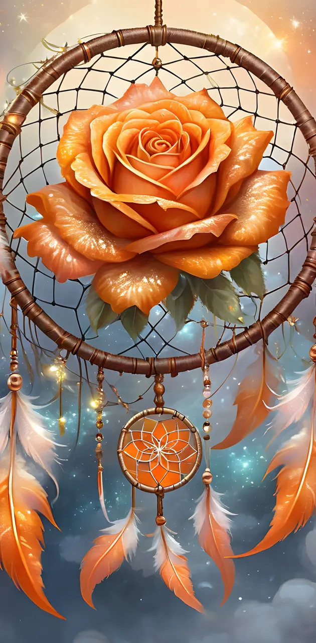 Orange Rose Dreamcatcher