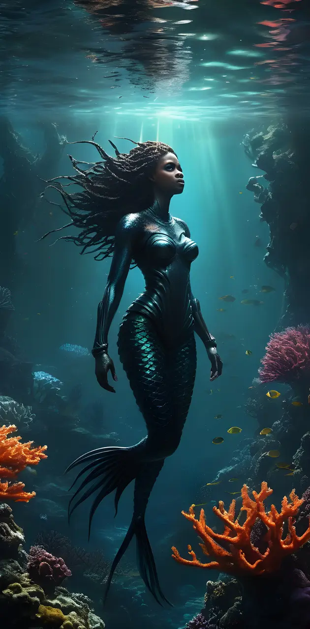 Creepy dark but beautiful mermaid