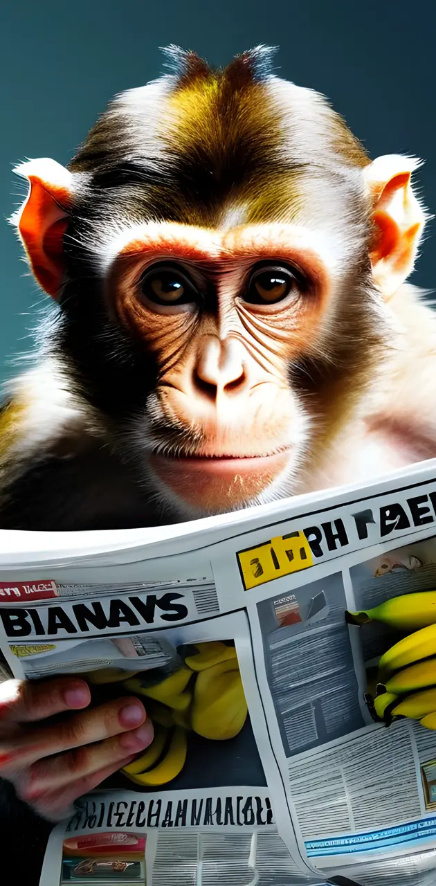 a monkey holding a newspaper