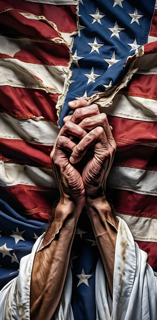 Jesus holding a torn America