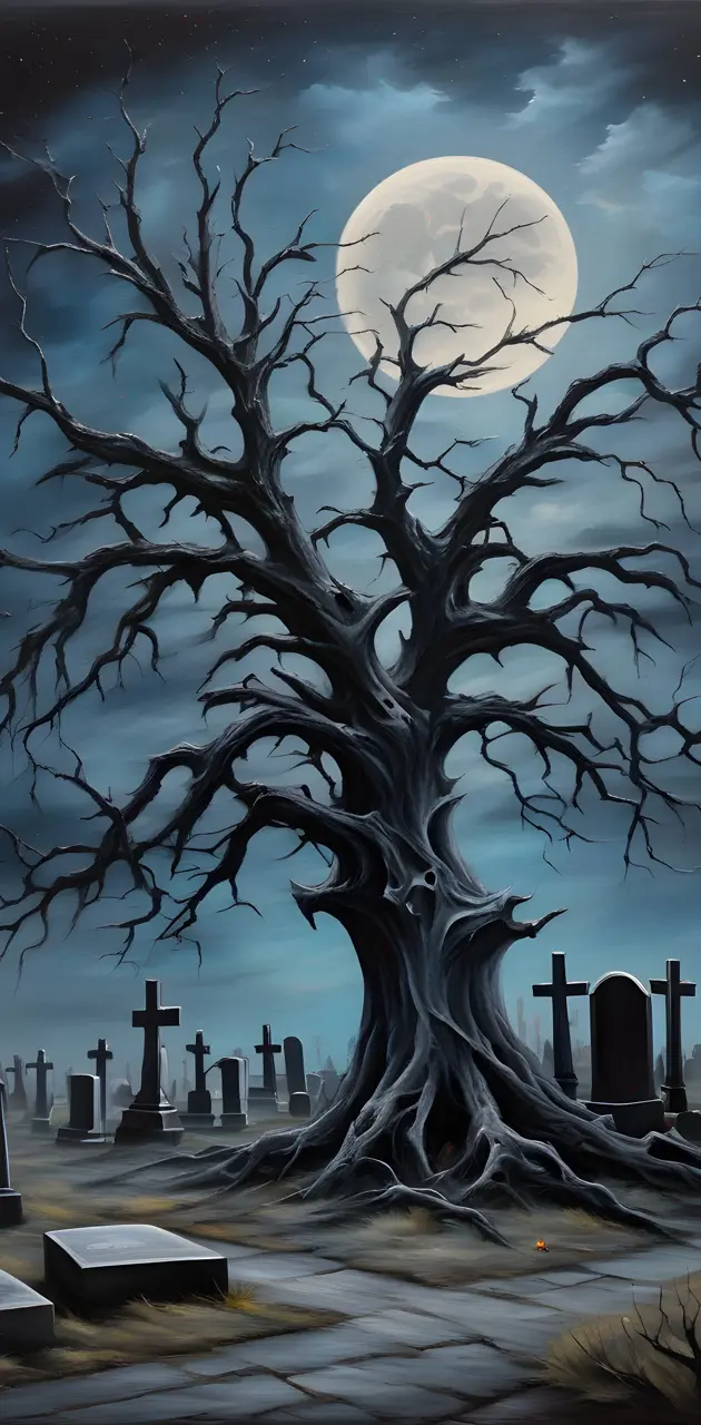 Dead Tree in Cemetery