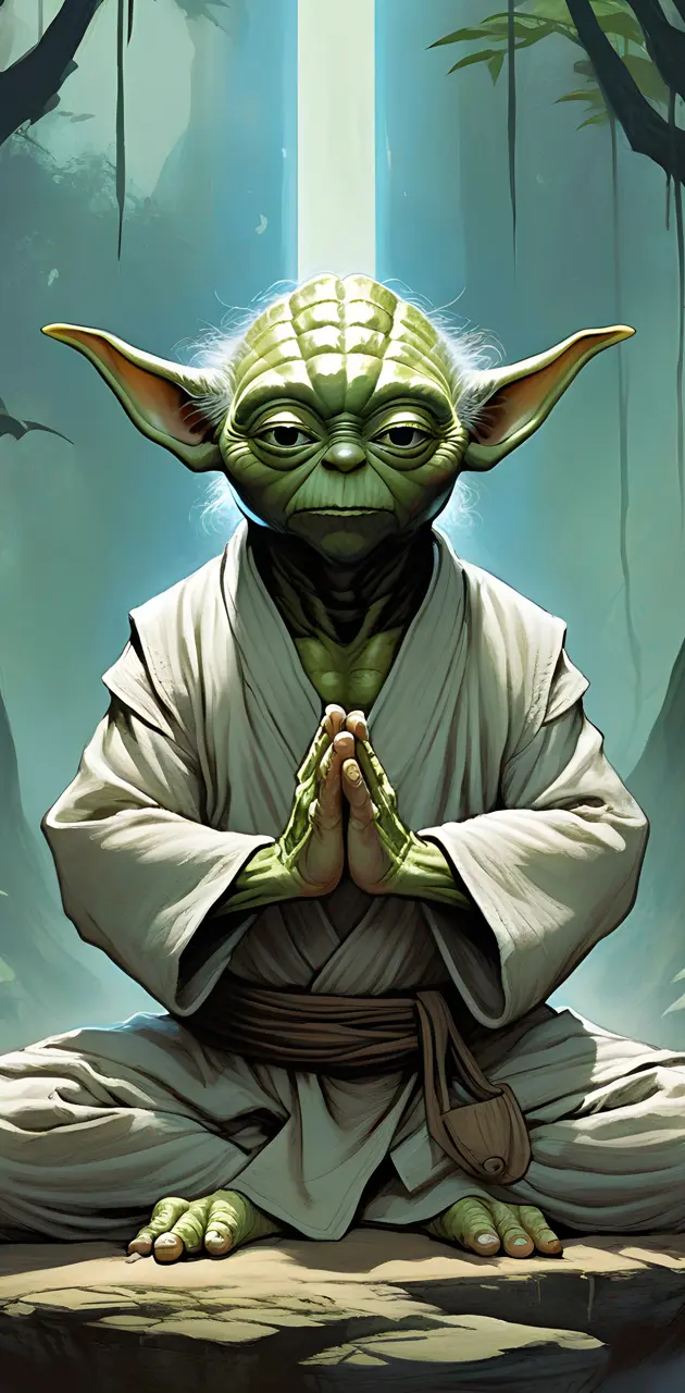 Yoda doing yoga