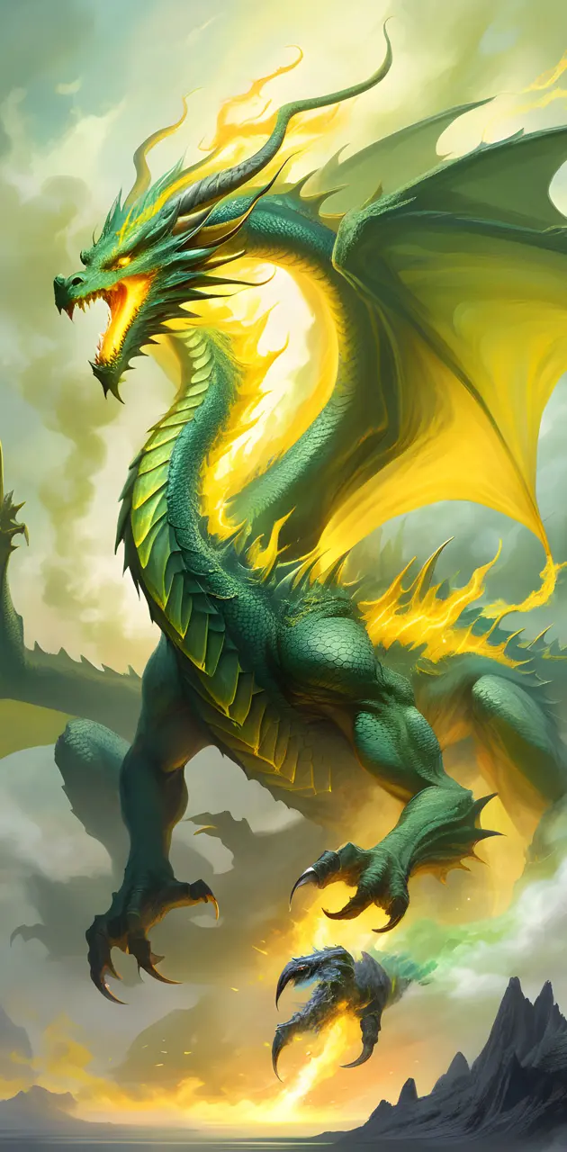 Green and yellow dragon