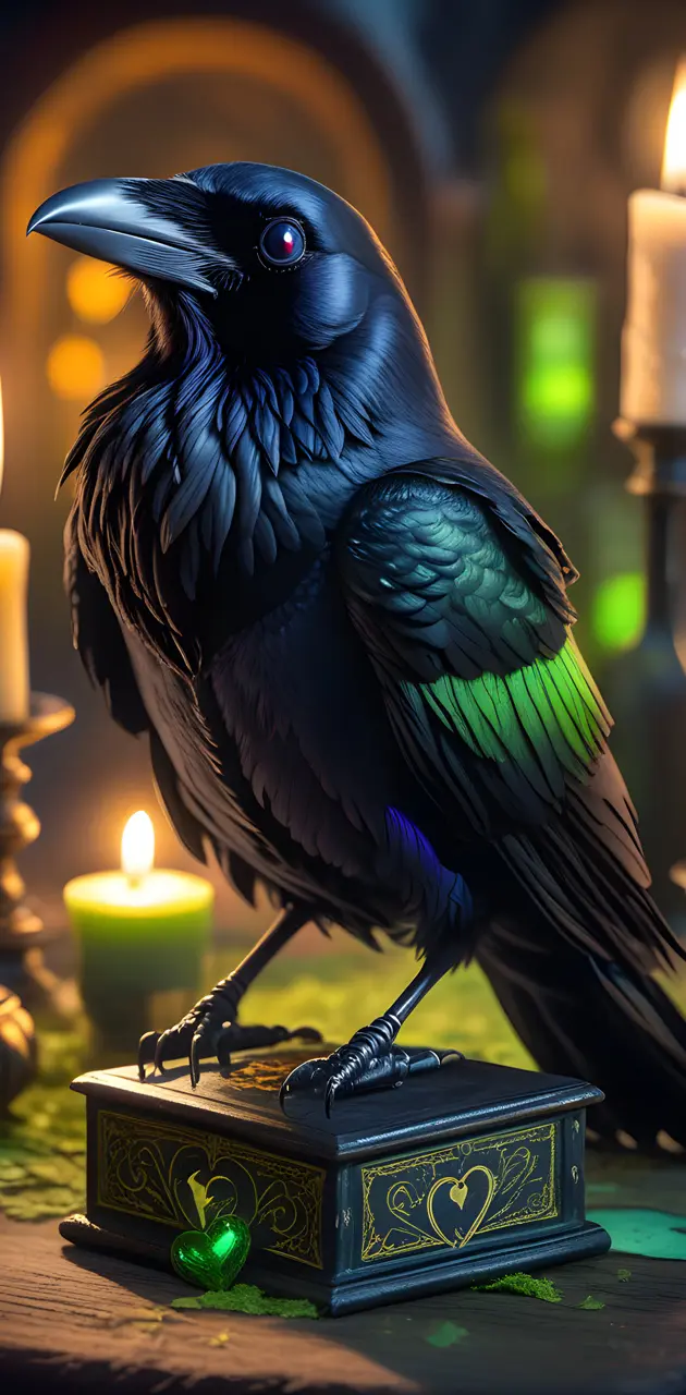 Raven with candles
