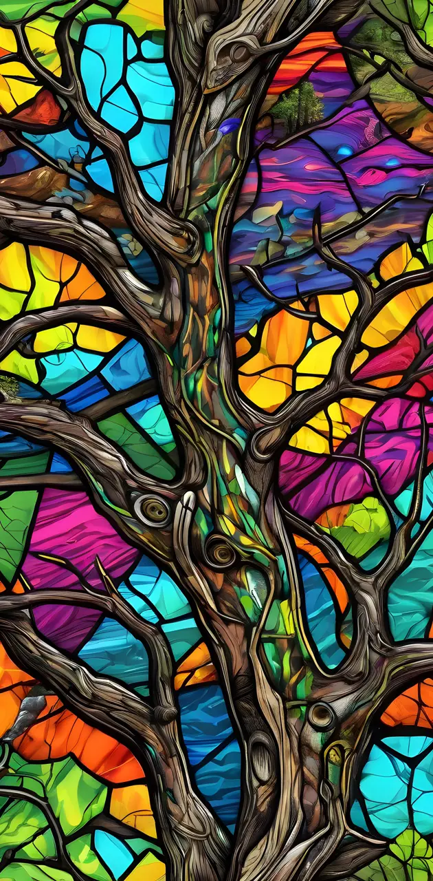 a colorful glass window