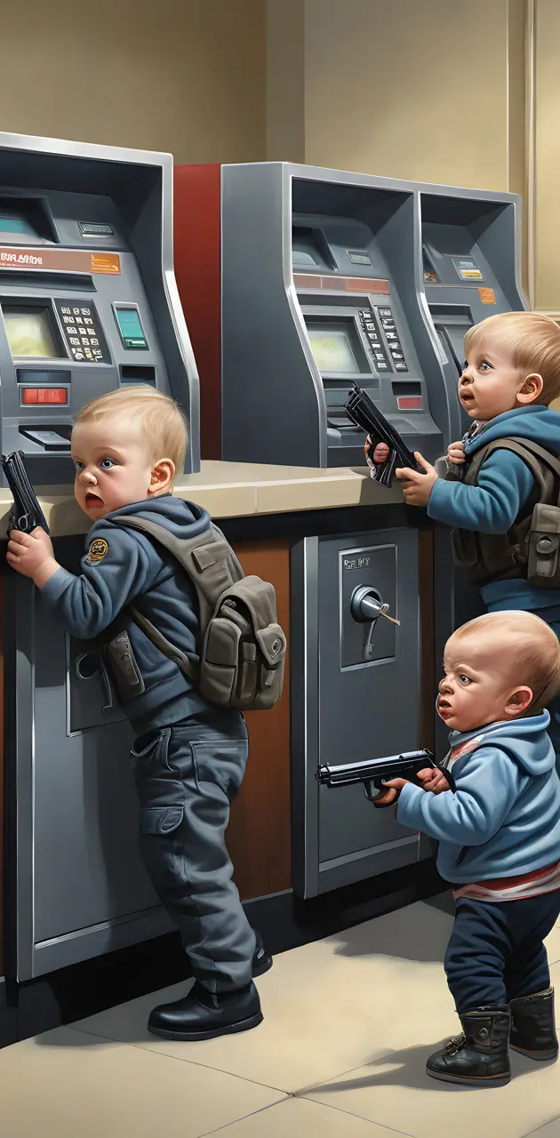 babies rob atms