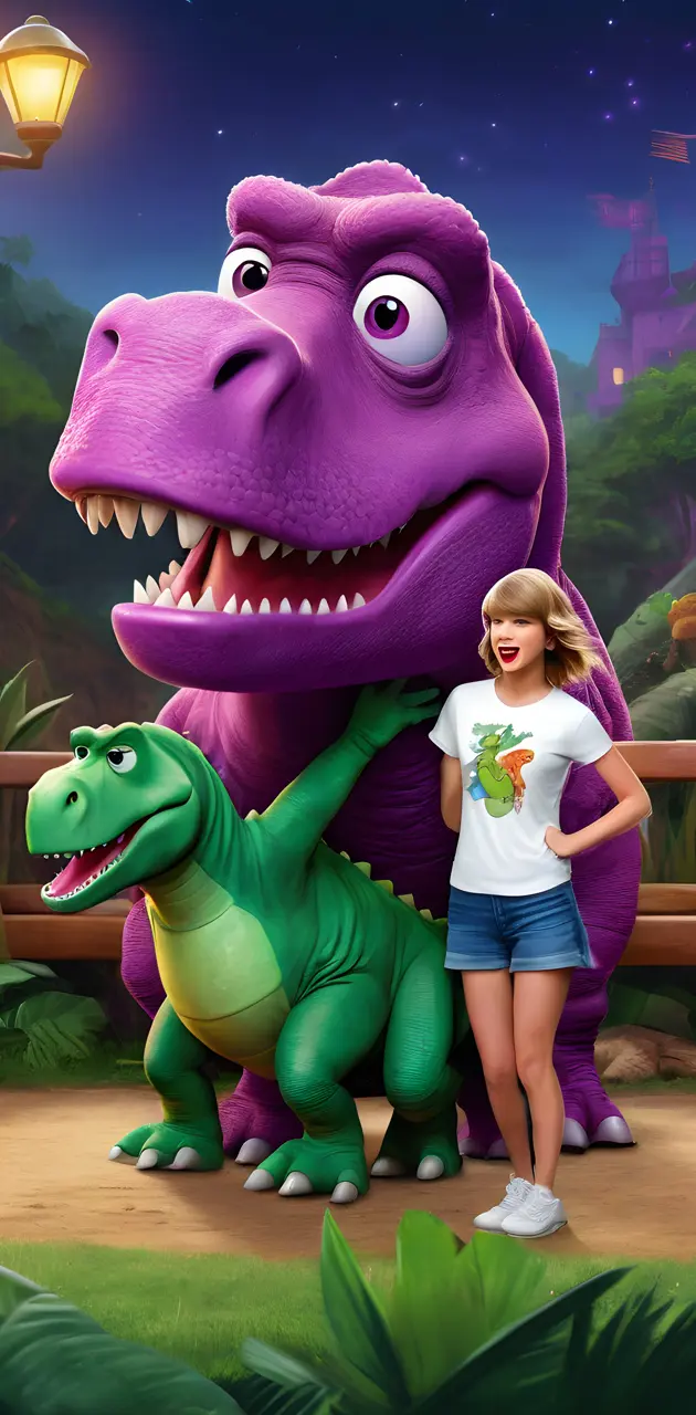 Taylor Swift with dinos