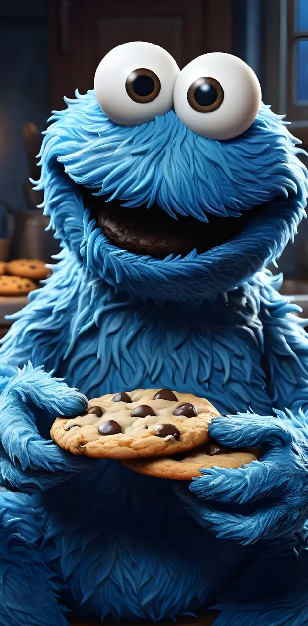 cookie monster holding cookies