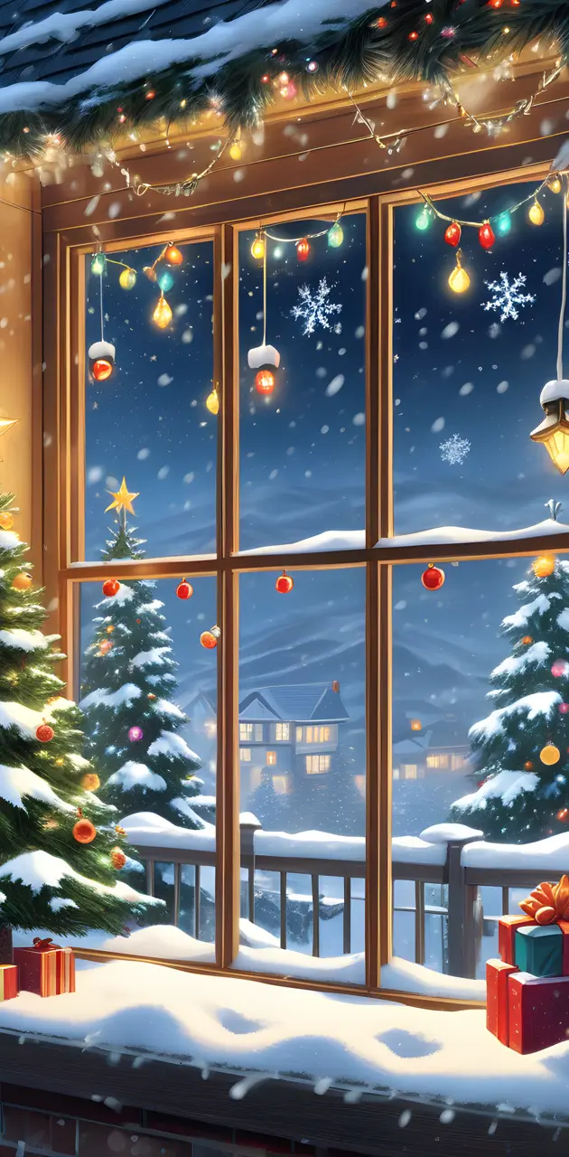 winter window Christmas time