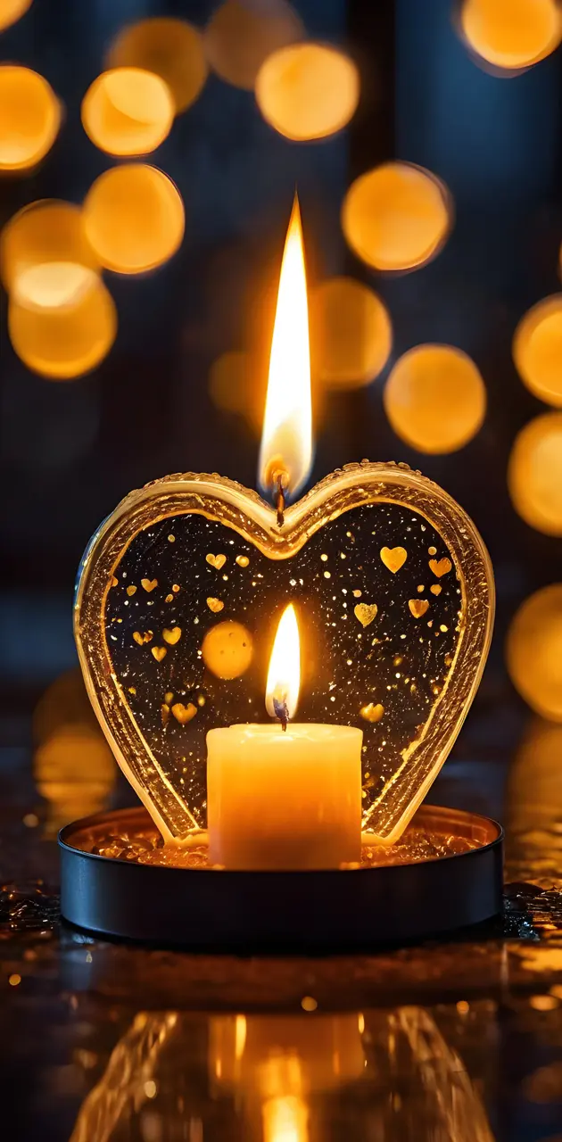 two candles hearts