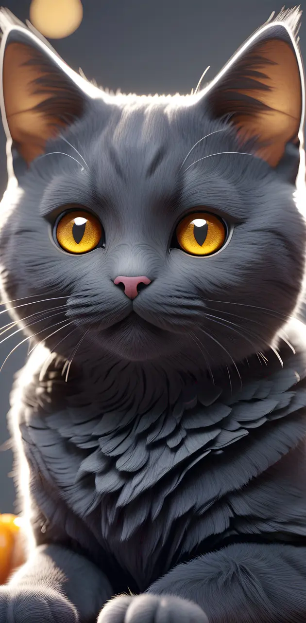 a cat with yellow eyes