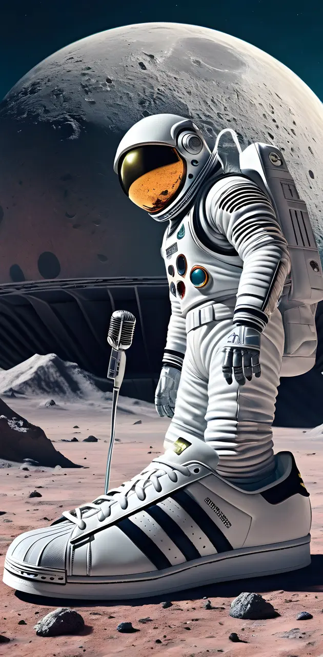 a person in a space suit with a helmet and a rocket