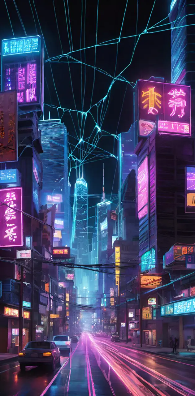 neon-lit cityscape