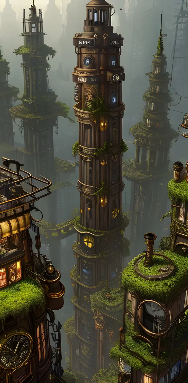 Steampunk forest homes