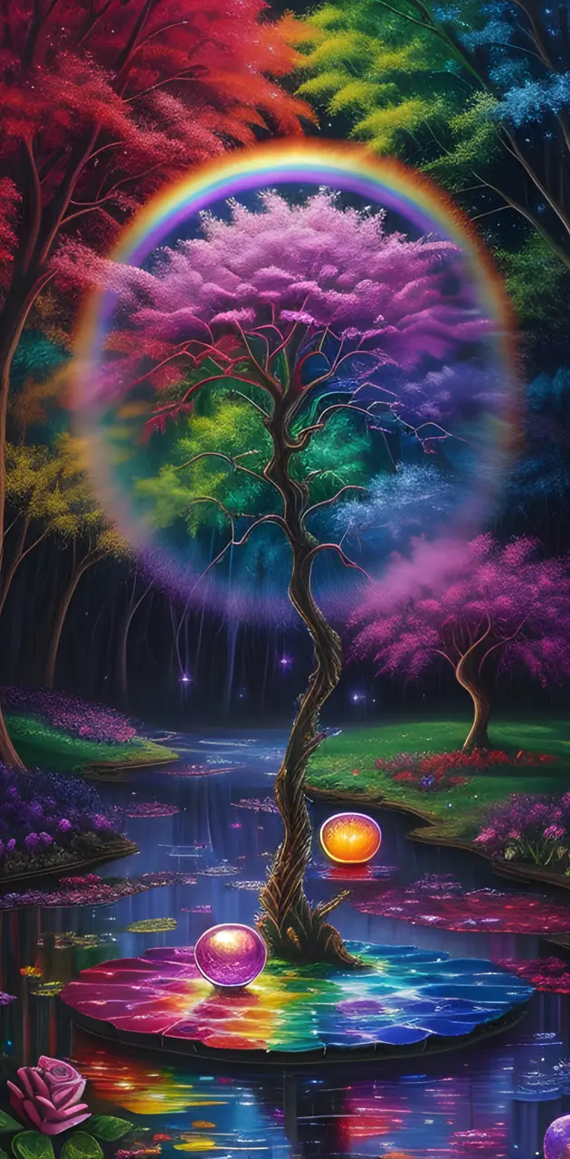 Tree aura light rainbo