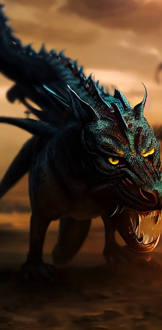 angry running dragon
