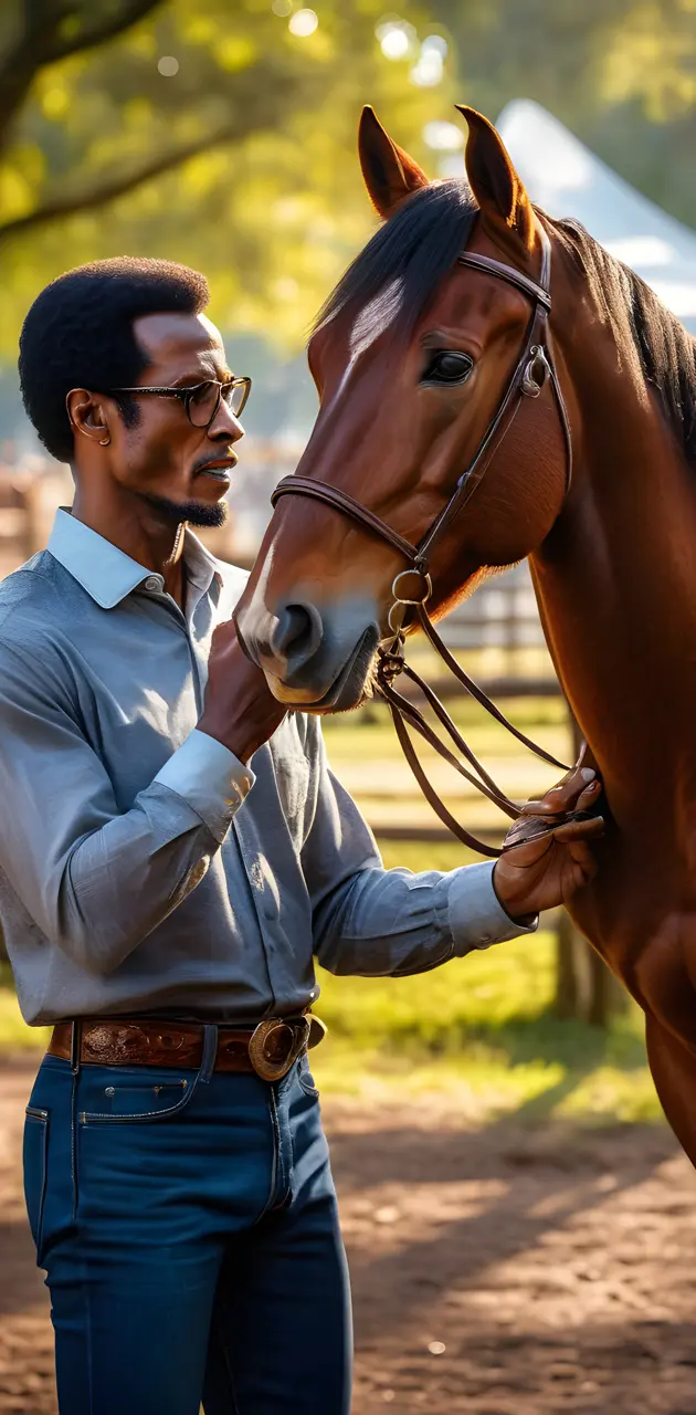 David Ruffin tending to a horse