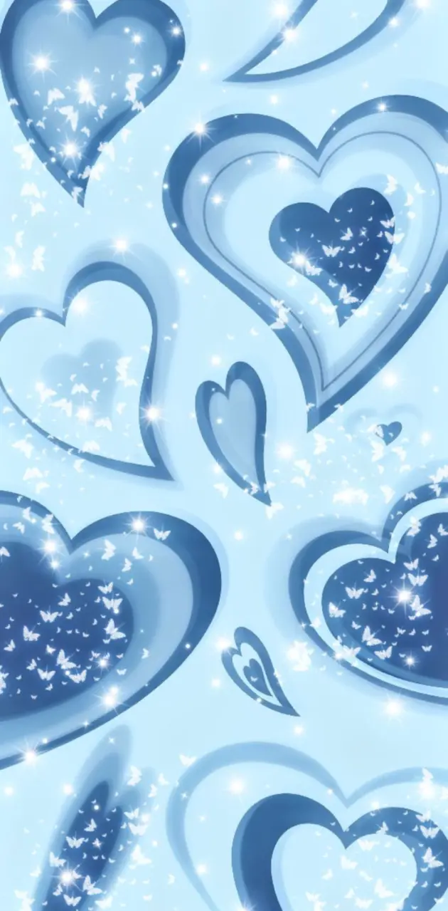 Blue hearts sparkles