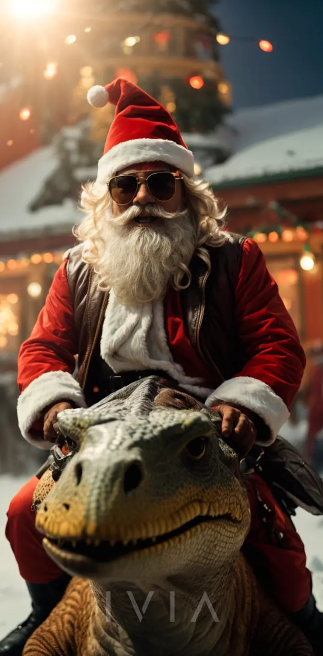 Santa Riding a Dino