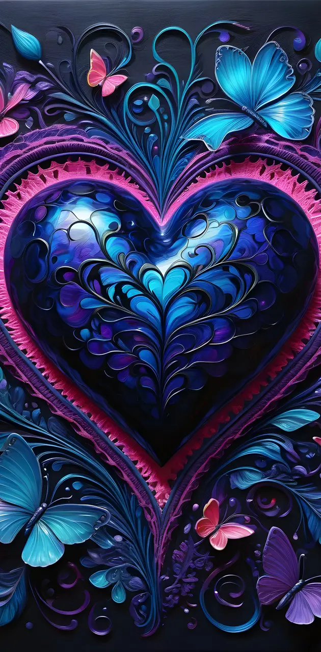 colorful heart with butterflies