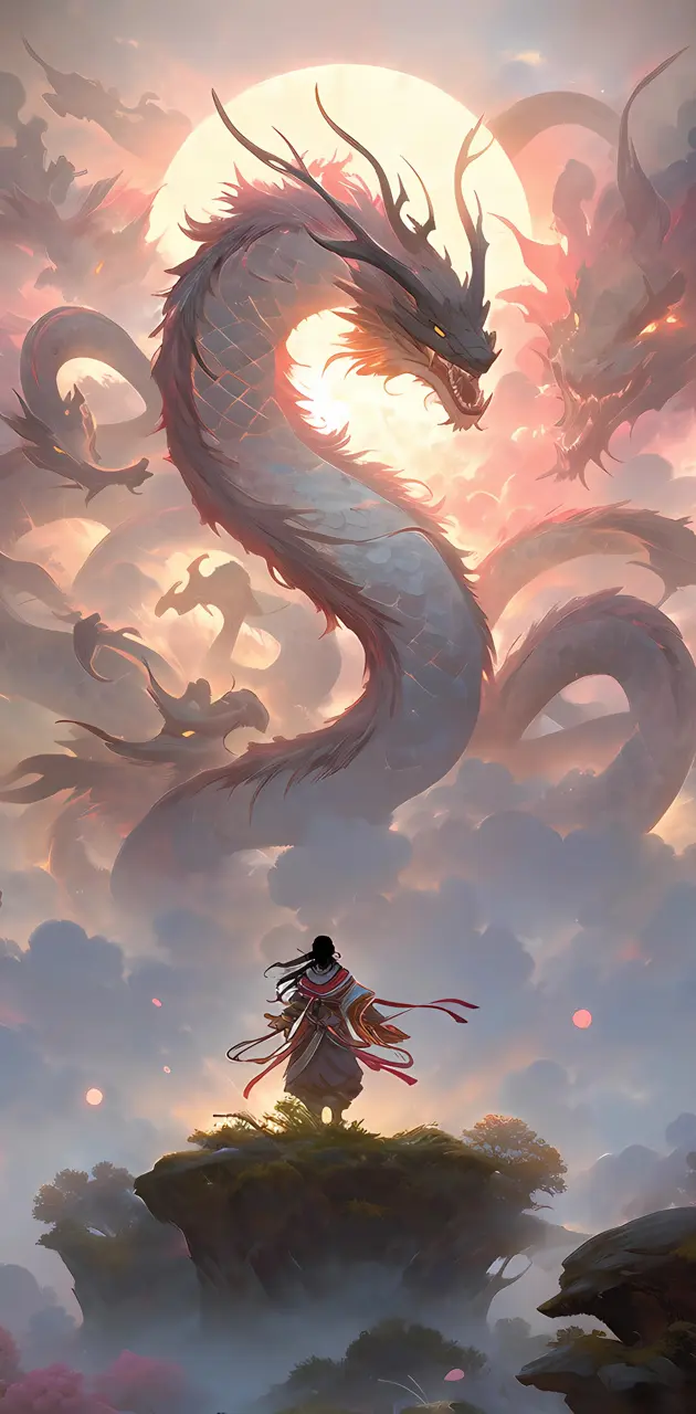 dragon and man