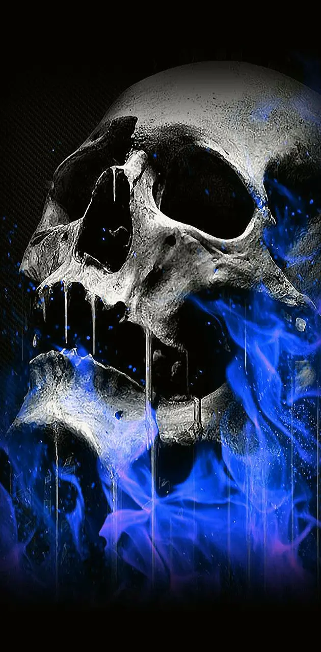 blue fire skull wallpaper