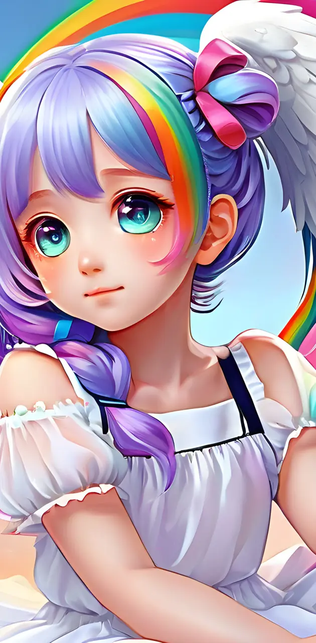 a cute girl rainbow hair
