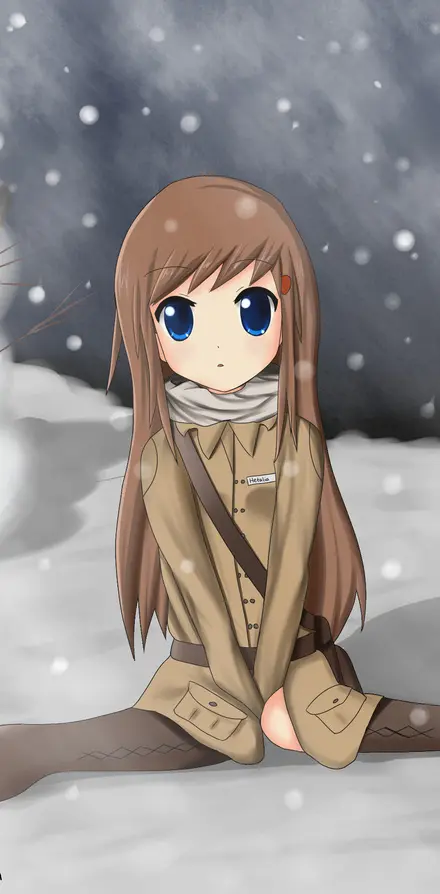 Girl Under Snow