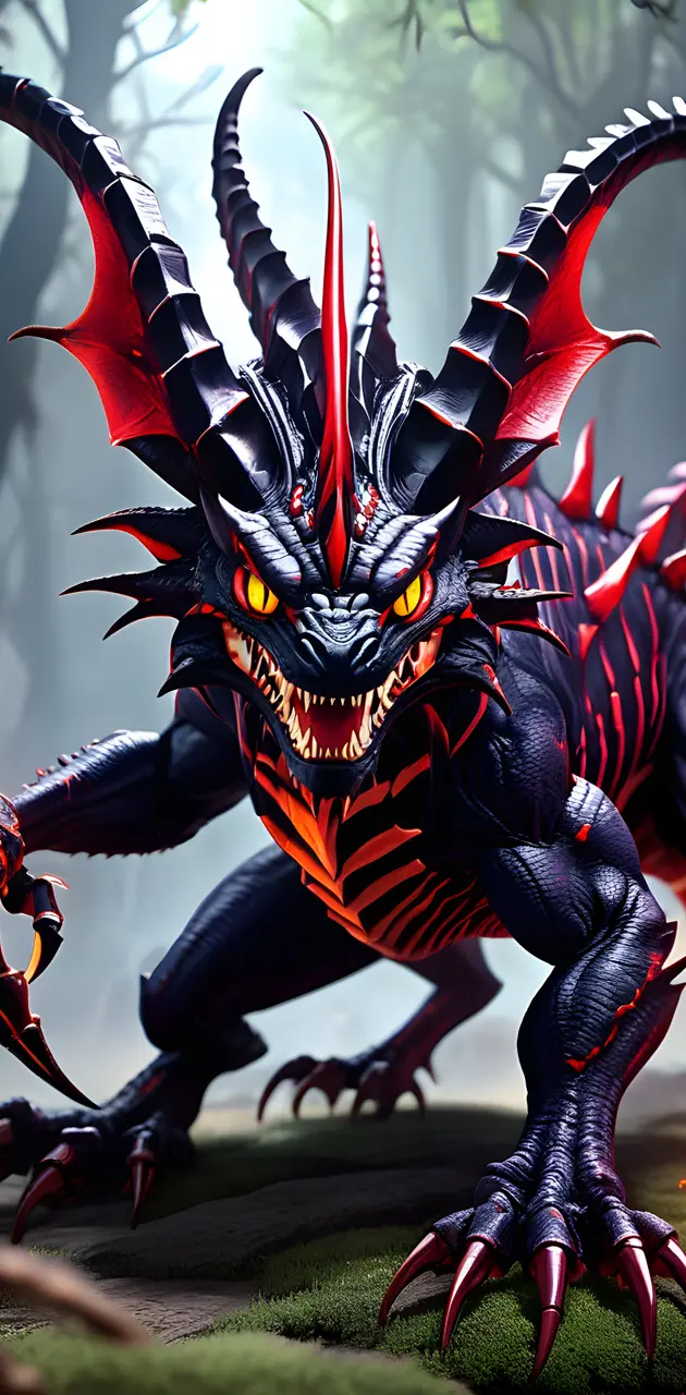 a black and red dragon