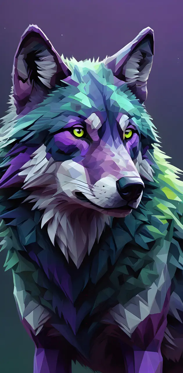 Green & Purple Pixel Wolf