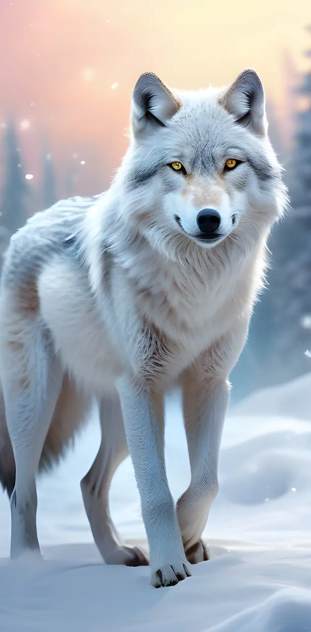 a wolf standing in the snow