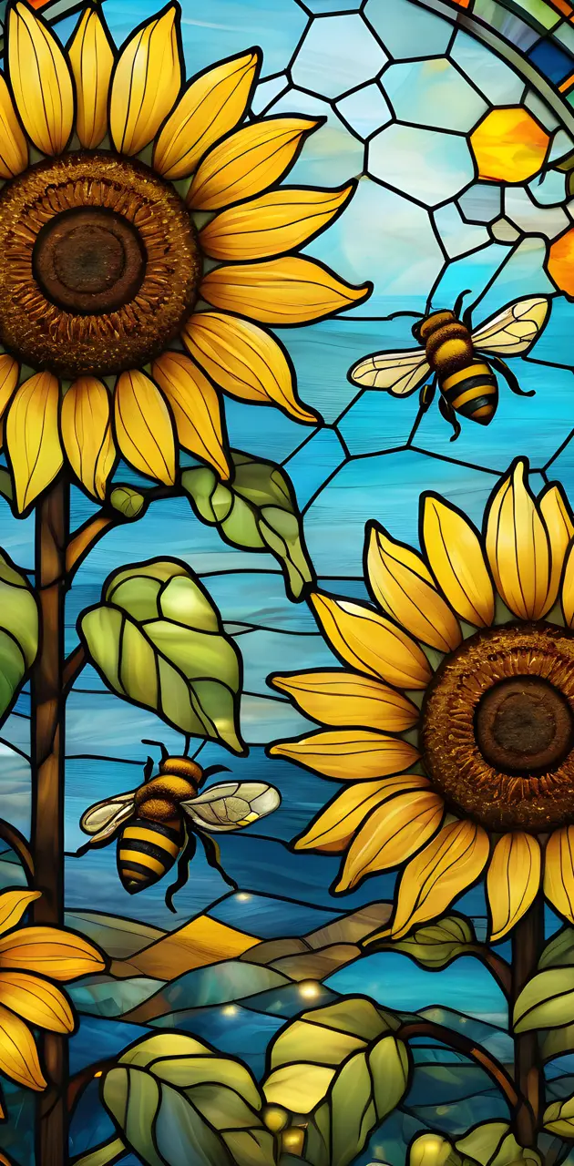 bees stained glass