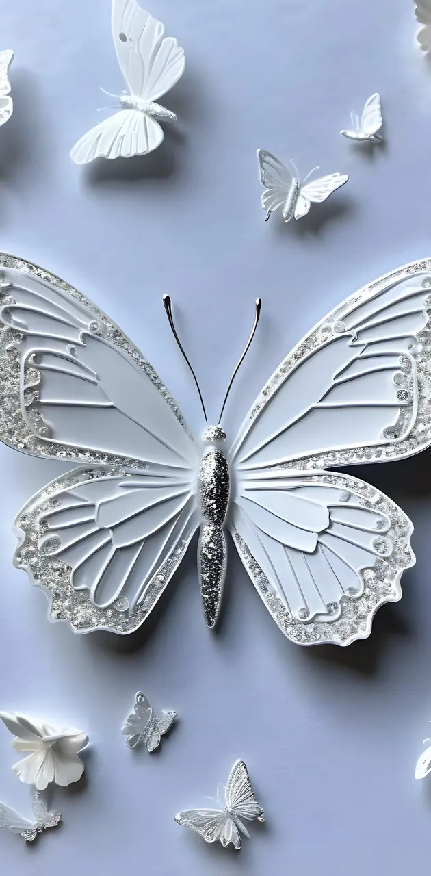 white glitter butterfly