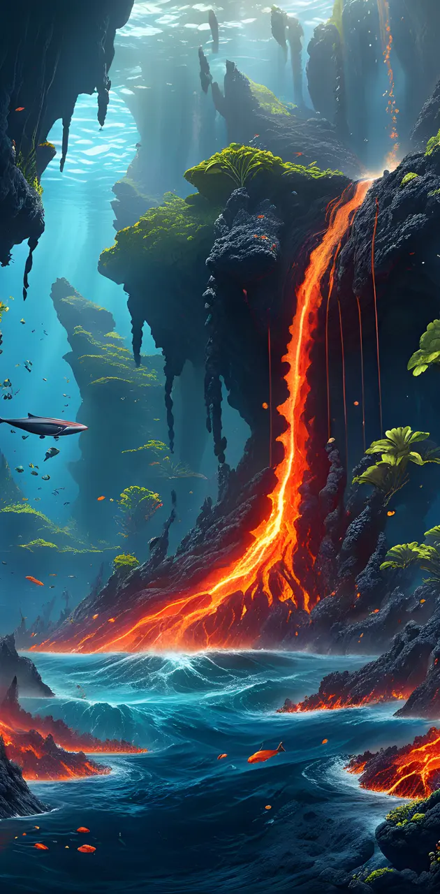 lava underwater world