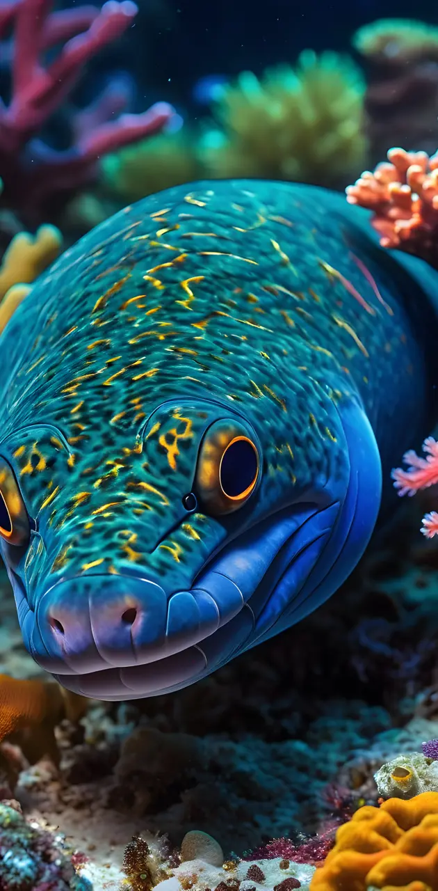electric eel in colorful coral reef