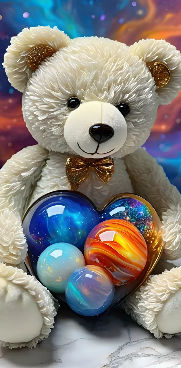 a teddy bear holding a globe