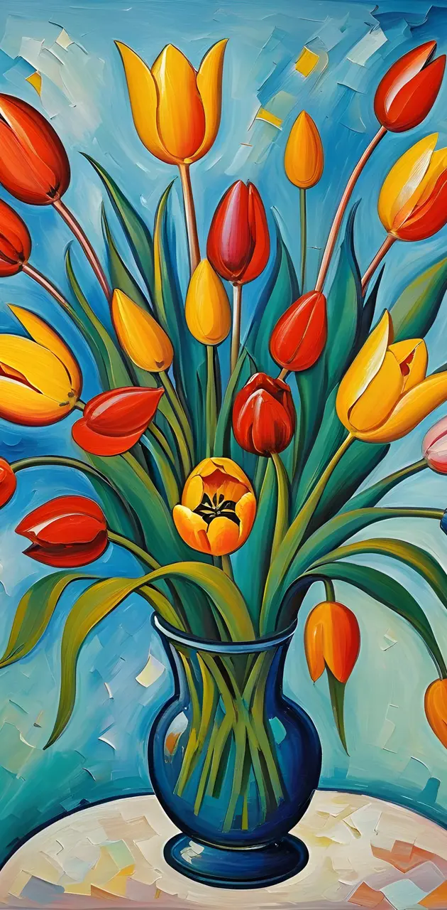 tulips,oil painting