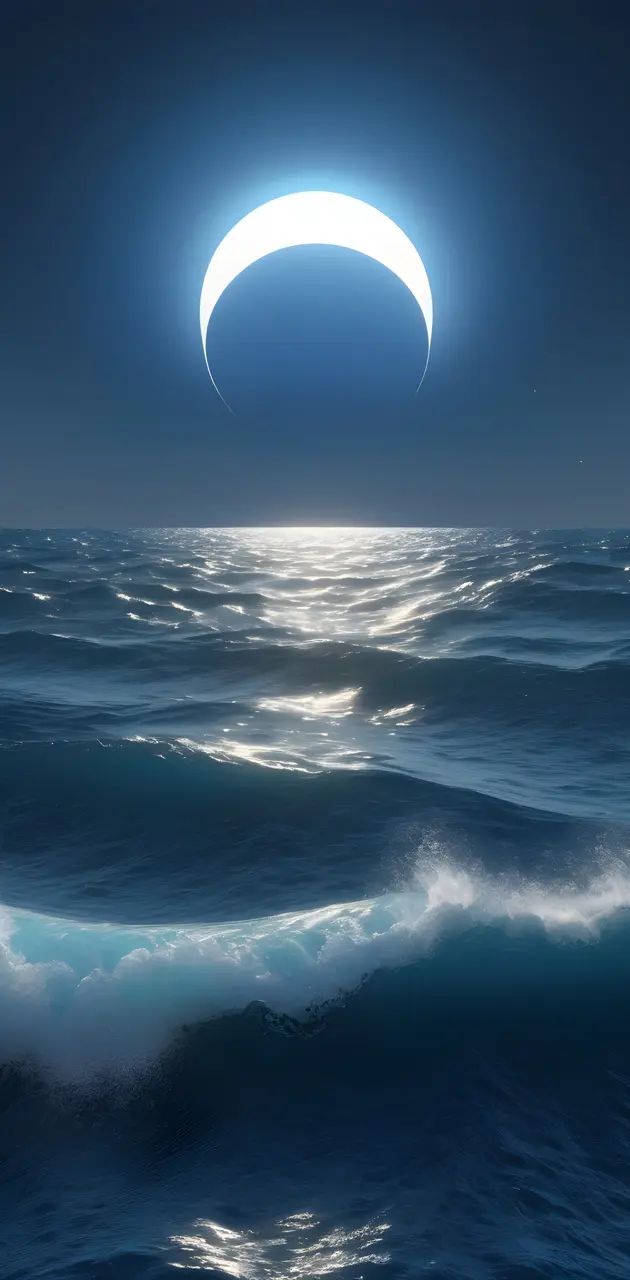 solar eclipse over the ocean