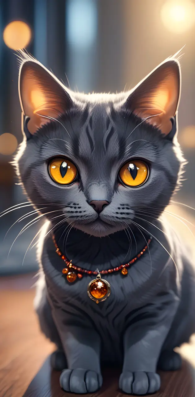 a cat wearing a necklace