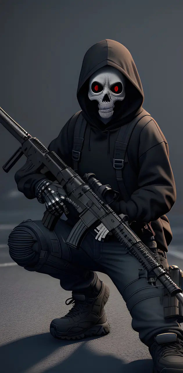 Skeleton holding a gun