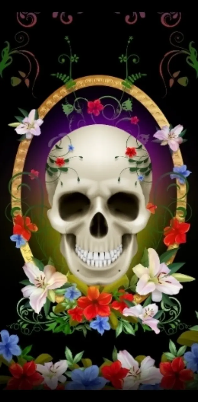 Floral Smiling Skull