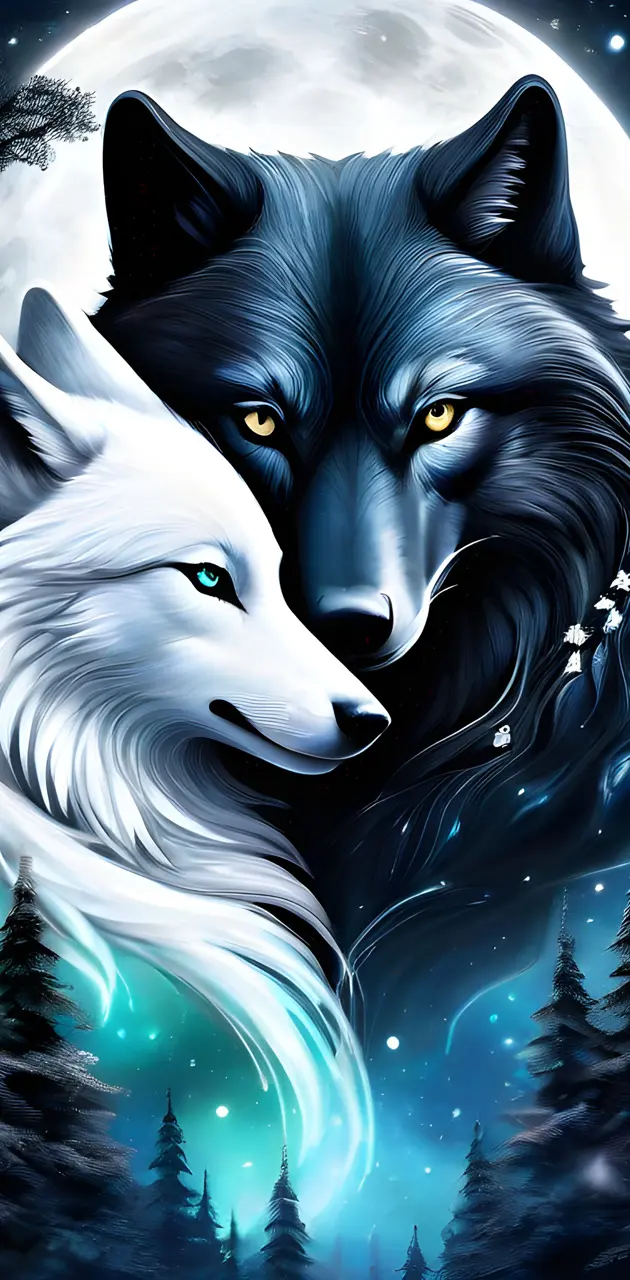 Black and white wolves