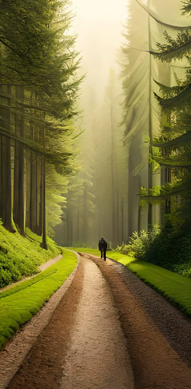 Man walk in forest 